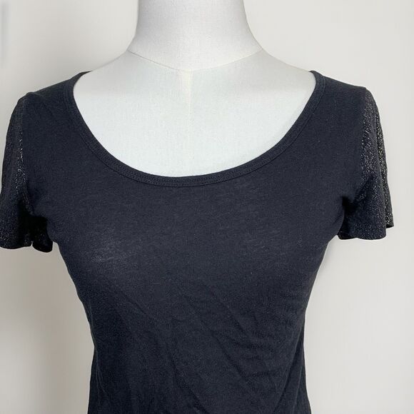 Stylemint Black Short Sleeve Top Size 1 Supima Cotton Micromodal Stretch T-Shirt - Picture 3 of 6